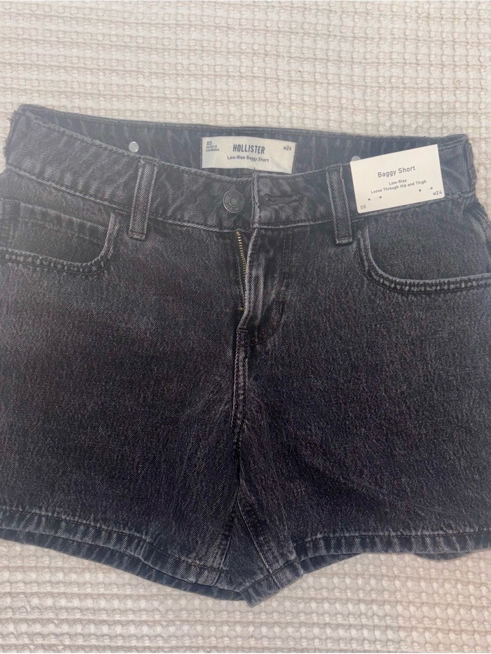 Hollister Washed Black Baggy Denim Shorts